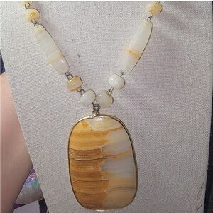 Artisan Made Calcite Agate Stone Necklace